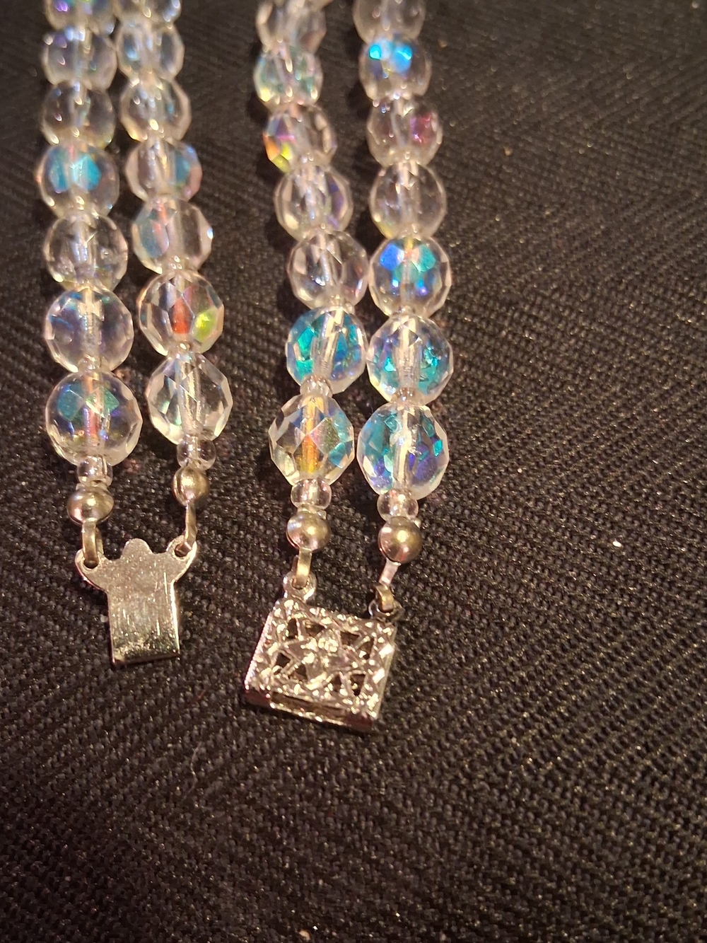 Double-Strand Aurora Crystal Bead Necklace - Clear - Picture 2 of 5